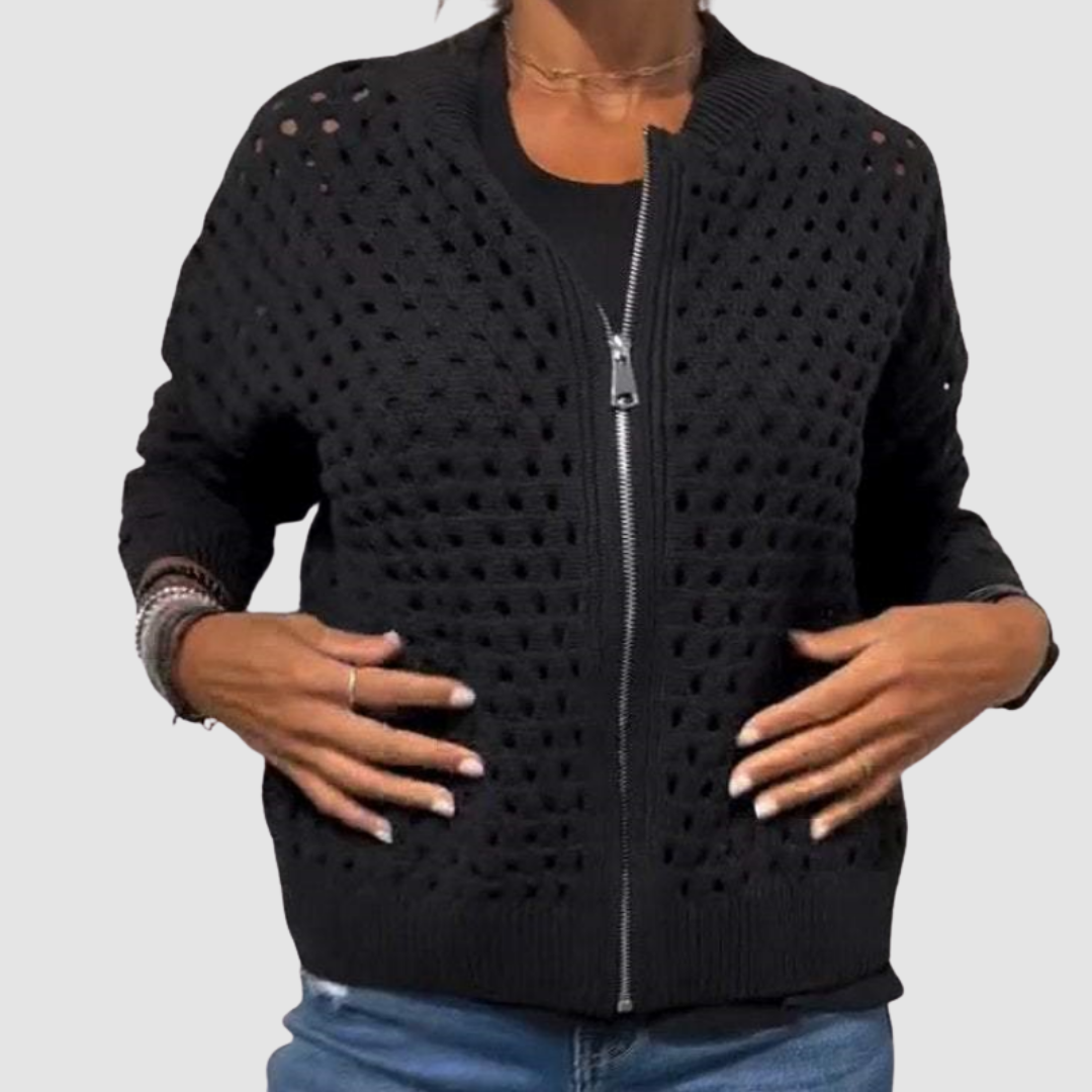Auriane | Cardigan Ajouré en Maille Douce