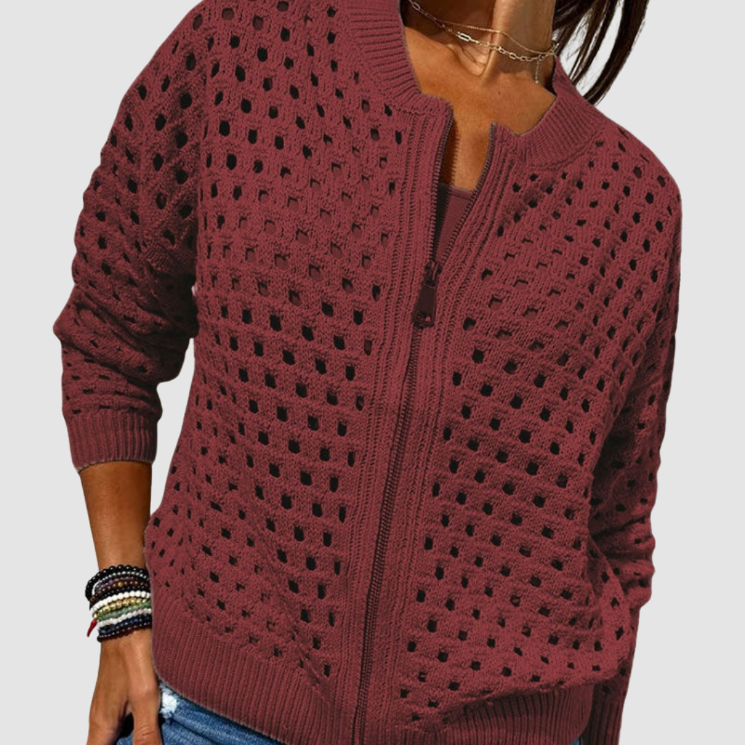 Auriane | Cardigan Ajouré en Maille Douce