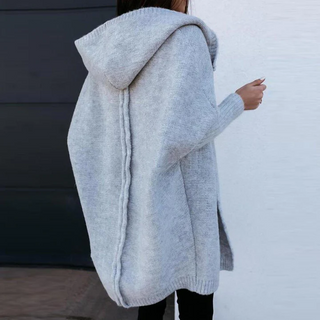 Élodie | Cardigan long en maille à capuche