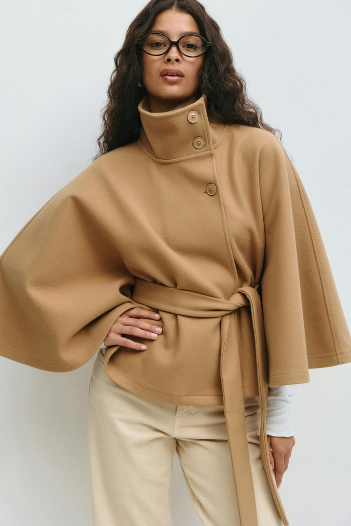 MOREAU LYON | MANTEAU CAPE À CEINTURE POUR FEMMES