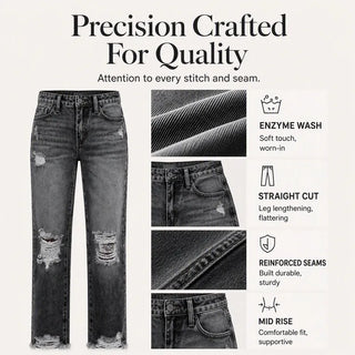 👖 Damskie jeansy vintage z przetarciami i dziurami