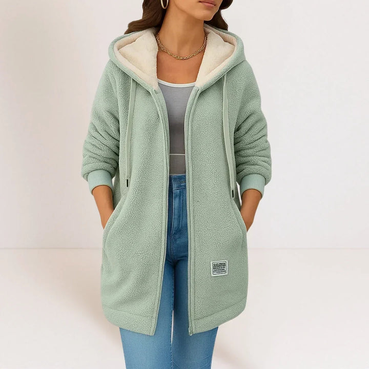 MOREAU LYON | VESTE FLEECE LONGUE À CAPUCHE POUR FEMMES