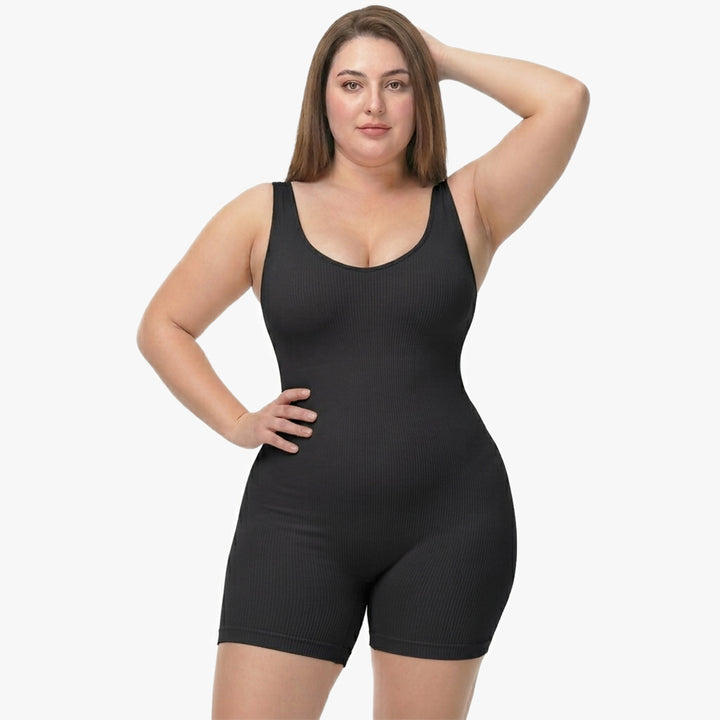 Body gainant sans coutures à larges bretelles avec jambes courtes