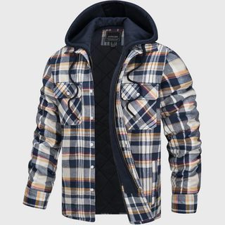 Stone Plaid Hooded Jacket