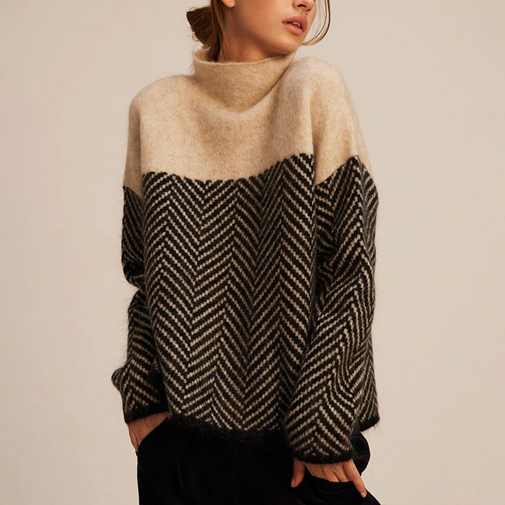 Pauline | Pull Graphique à Motif Contrasté
