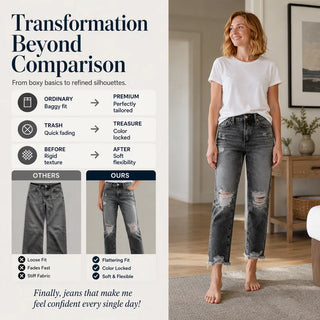 👖 Damskie jeansy vintage z przetarciami i dziurami