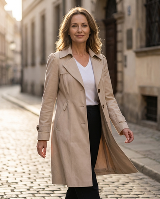 MOREAU LYON | MANTEAU LONG ANCIENNE ÉLÉGANT POUR FEMMES