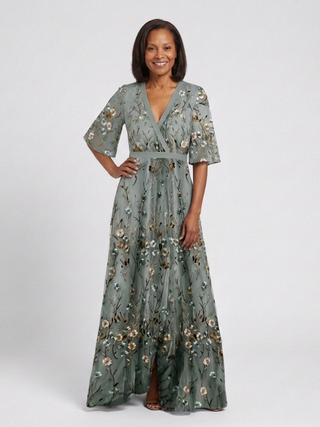 Evadne | Floral V Neck Short Sleeve Maxi Dress