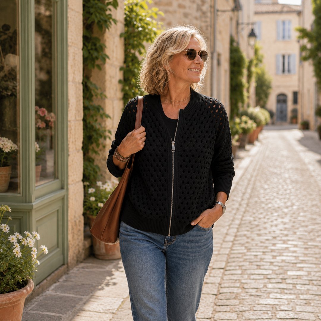 Auriane | Cardigan Ajouré en Maille Douce