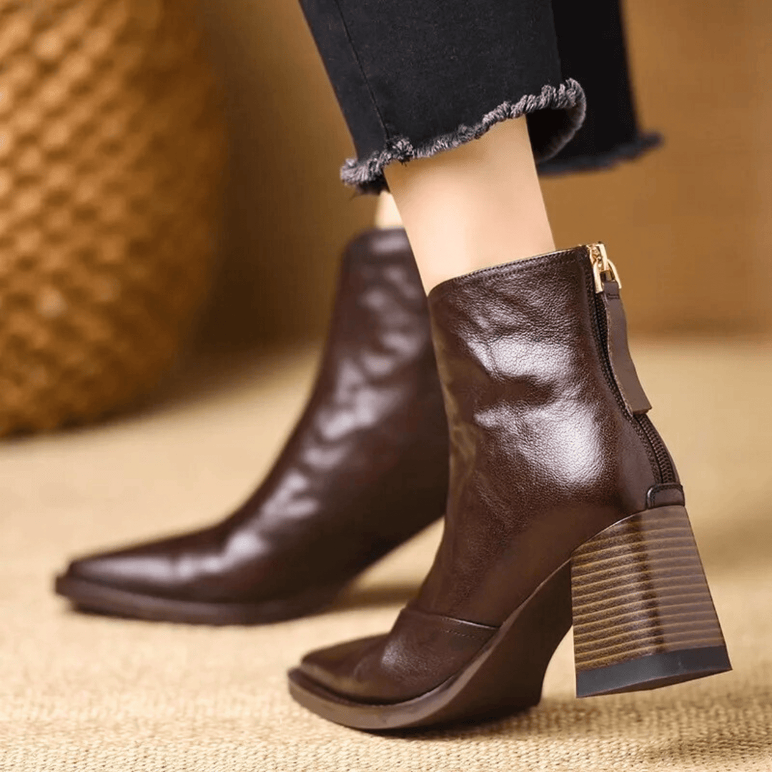 Norina | Bottines en cuir à talon moyen
